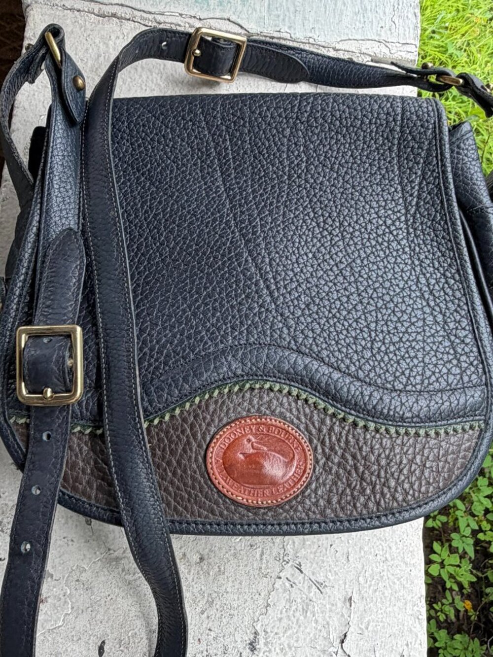 Dooney & Bourke Vintage USA Teton Equestrian Saddle Navy Crossbody Bag Unisex